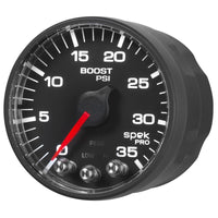 Thumbnail for Autometer Spek-Pro Gauge Boost 2 1/16in 35psi Stepper Motor W/Peak & Warn Black/Black