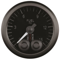 Thumbnail for Autometer Stack 52mm 0-15 PSI 1/8in NPTF Male Pro-Control Fuel Pressure Gauge - Black