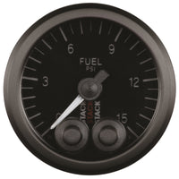 Thumbnail for Autometer Stack 52mm 0-15 PSI 1/8in NPTF Male Pro-Control Fuel Pressure Gauge - Black