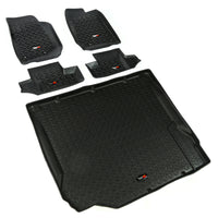 Thumbnail for Rugged Ridge Floor Liner Front/Rear/Cargo Black 2007-2010 Jeep Wrangler JK 2 Dr