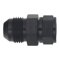 Thumbnail for DeatschWerks 8AN Male Flare to Fuel Pump Outlet Barb Adapter - Anodized Matte Black