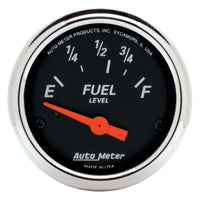 Thumbnail for Autometer Designer Black Fuel Level Gauge 2-1/16in Electrical 70 Ohms E / 10 Ohms F - 90 Deg Sweep