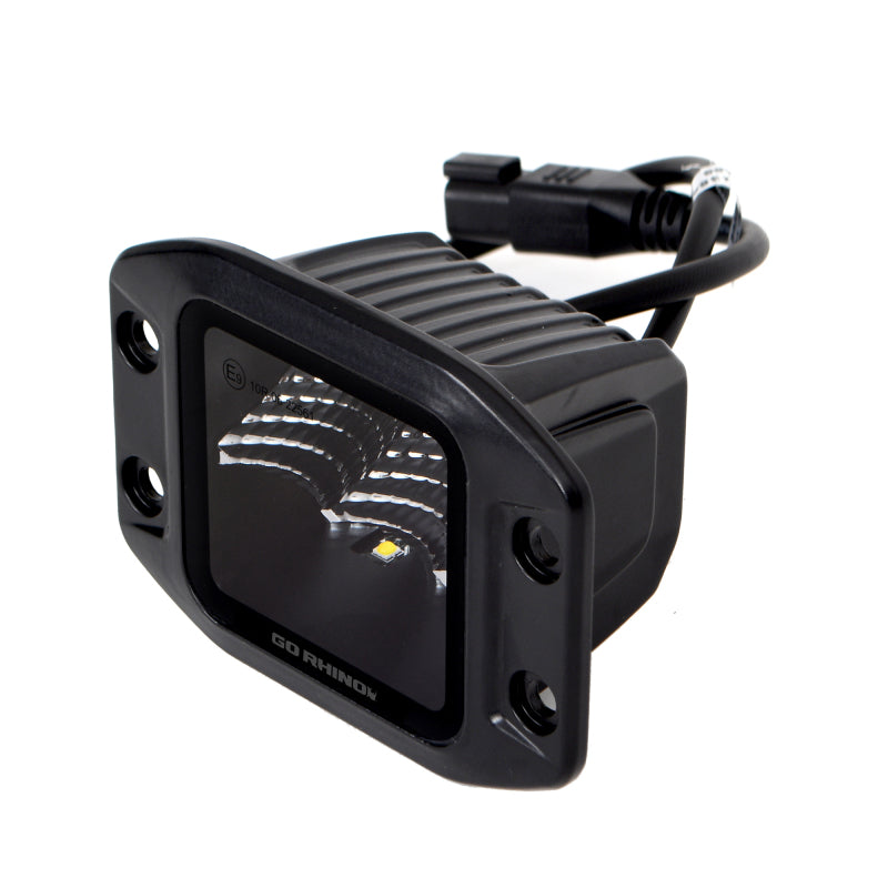 Go Rhino Xplor Blackout Series Cube LED Flood Light Kit (Flush Mount) 3x3 - Blk (Pair)