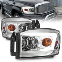 Thumbnail for Anzo 06-09 Dodge RAM 1500/2500/3500 Headlights Chrome Housing/Clear Lens (w/ Light Bars)