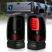 Thumbnail for ANZO 1994-2001 Dodge Ram 1500 LED Taillights Plank Style Black w/Smoke Lens