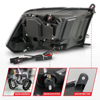 Thumbnail for Anzo 09-18 Dodge 1500-3500 LED Plank Style Headlights w/Switchback+Sequential Hyper Black (OE Style)