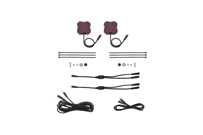 Diode Dynamics Stage Series Single Color LED Rock Light - Red M8 (2-pack)