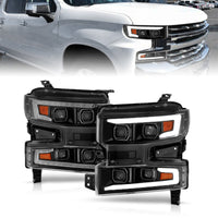 Thumbnail for ANZO 19-22 Chevrolet Silverado 1500 LED Proj HL w/Lgt Bar SwBk Seq. Blk w/In. Light - Passenger Side