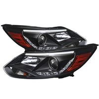 Thumbnail for Spyder Ford Focus 12-14 Projector Headlights Halogen Model Only - DRL Black PRO-YD-FF12-DRL-BK