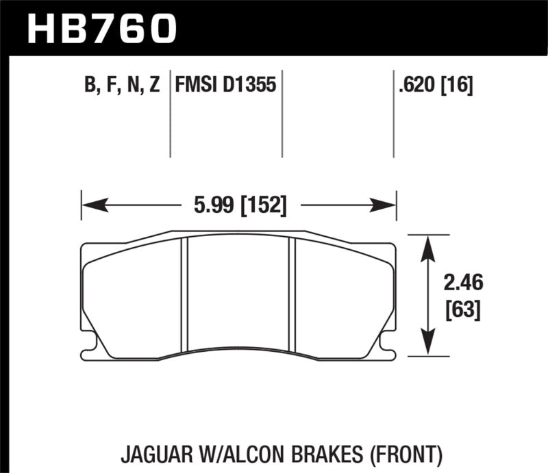 Hawk 08-12 Jaguar XKR w/Alcon Brakes DTC-60 Race Front Brake Pads