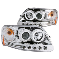 Thumbnail for ANZO 1997.5-2003 Ford F-150 Projector Headlights w/ Halo and LED Chrome 1pc