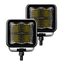 Thumbnail for Go Rhino Xplor Blackout Series Cube LED Flood Light Kit (Surface/Threaded Stud Mnt) 3x3 - Blk (Pair)