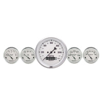 Thumbnail for AutoMeter Gauge Kit 2 Pc. Quad & Speedometer 3-3/8in. Old Tyme White