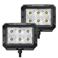 Thumbnail for Go Rhino Xplor Bright Series Rectangle LED Flood Light Kit (Surface/Thread Std Mnt) 4x3 - Blk (Pair)