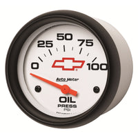 Thumbnail for AutoMeter Gauge Oil Pressure 2-5/8in. 100PSI Electric Chevy Red Bowtie White