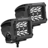 Thumbnail for Go Rhino Xplor Bright Series Rectangle LED Spot Light Kit (Surface/Thread Stud Mnt) 4x3 - Blk (Pair)