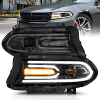 Thumbnail for ANZO 2015-2018 Dodge Charger Projector Headlights Plank Style Black