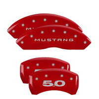 Thumbnail for MGP 4 Caliper Covers Engraved Front Mustang Engraved Rear 50 Red finish silver ch