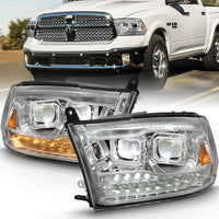 Thumbnail for ANZO 2009-2018 Dodge Ram 1500 Led Projector Plank Style Switchback H.L Halo Chrome Amber (OE Style)