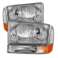 Thumbnail for Xtune Ford F250/350/450 Superduty 99-04 Crystal Headlights w/ Bumper Lights HD-JH-FF25099-AM-C