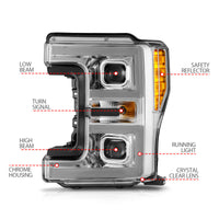 Thumbnail for ANZO 17-19 Ford F-250/350/450 SD (w/o Factory LED HL) LED Proj Headlights w/Light Bar Switchback Chr