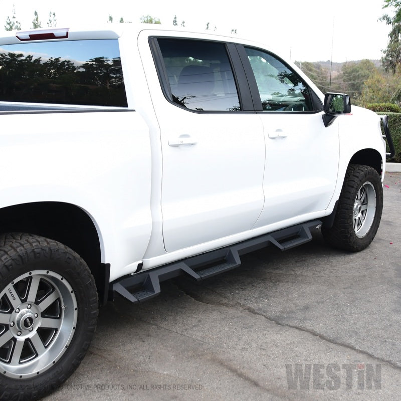 Westin 2019 Chevrolet Silverado/Sierra 1500 (5.5ft) Drop Wheel to Wheel Nerf Step Bars - Txt Black