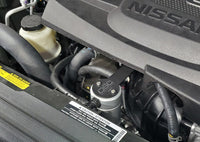 Thumbnail for J&L 16-24 Nissan Titan 5.6L Passenger Side Oil Separator 3.0 - Clear Anodized