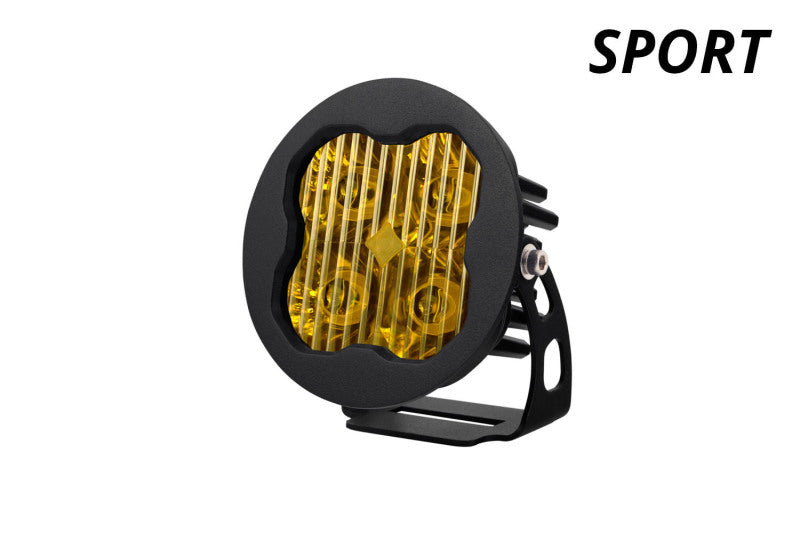 Diode Dynamics SS3 LED Pod Sport - Yellow SAE Fog Round (Single)