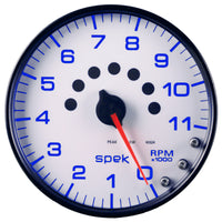 Thumbnail for Autometer Spek-Pro Gauge Tachometer 5in 11K Rpm W/Shift Light & Peak Mem White/Black