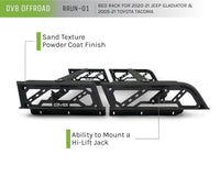 Thumbnail for DV8 Offroad 20-22 Jeep Gladiator JT / 05-21 Toyota Tacoma Overland Bed Rack - 2pc. Adjustable