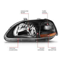 Thumbnail for ANZO 1996-1998 Honda Civic Crystal Headlights Black