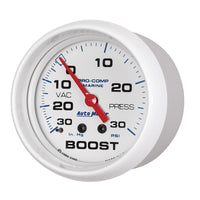 Thumbnail for Autometer Marine White Gauge 2-5/8in Mechanical Vacuum/Boost Gauge 30INHG-30PSI