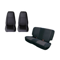Thumbnail for Rugged Ridge Seat Cover Kit Black 80-90 Jeep CJ/YJ