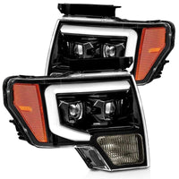 Thumbnail for AlphaRex 09-14 Ford F-150 LUXX LED Proj Headlights Plank Style Jet Blk w/Activ Light/Seq Signal/DRL