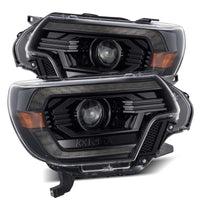 Thumbnail for AlphaRex 12-15 Toyota Tacoma LUXX LED Projector Headlights Plank Style Alpha Black w/DRL