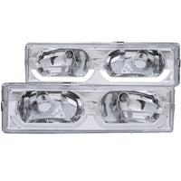 Thumbnail for ANZO 1988-1998 Chevrolet C1500 Crystal Headlights Chrome w/ Low - Brow