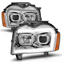 Thumbnail for ANZO 05-07 Jeep Grand Cherokee Projector Headlights - w/ Light Bar Switchback Chrome Housing