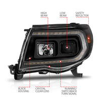 Thumbnail for ANZO 05-11 Toyota Tacoma Projector Headlights w/Light Bar Switchback Black Housing
