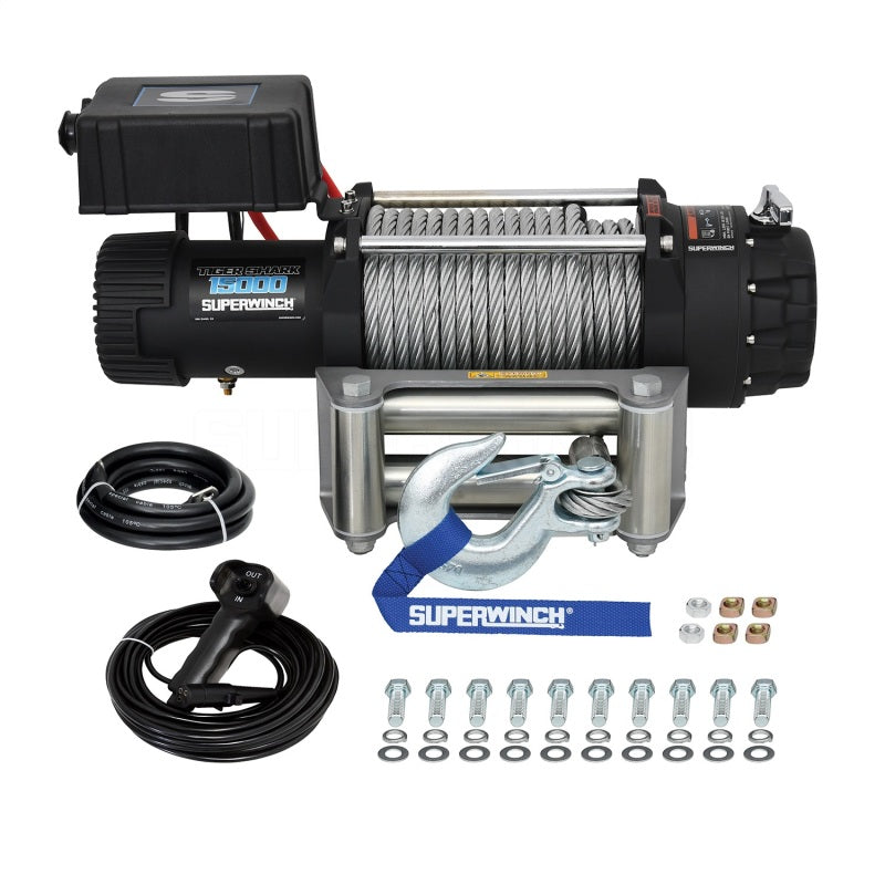 Superwinch 15000 LBS 12V DC 7/16in x 82ft Wire Rope Tiger Shark 11500 Winch