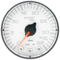 Thumbnail for Autometer Spek-Pro 2 1/16in 35PSI Stepper Motor W/Peak & Warn White/Black Boost Gauge