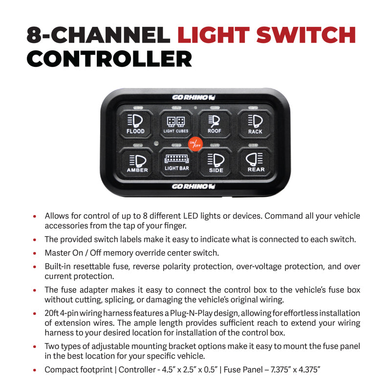 Go Rhino Xplor 8 Channel Switch Controller - Blk