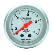 Thumbnail for Autometer Ultra-Lite 52mm 0-15 PSI Mechanical Fuel Pressure Gauge