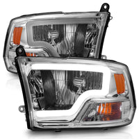 Thumbnail for ANZO 2009-2018 Dodge Ram 1500/ 2500/ 3500 Crystal Headlights w/ Light Bar Chrome Housing