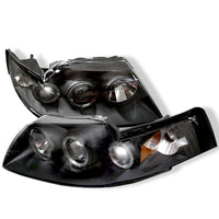 Thumbnail for Spyder Ford Mustang 99-04 Projector Headlights LED Halo Black High H1 Low H1 PRO-YD-FM99-1PC-AM-BK