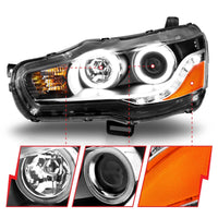 Thumbnail for ANZO 2008-2015 Mitsubishi Lancer Projector Headlights w/ Halo Black (CCFL)