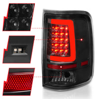 Thumbnail for ANZO 2004-2006 Ford F-150 LED Tail Lights w/ Light Bar Black Housing Clear Lens