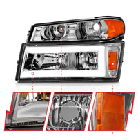 Thumbnail for ANZO 04-12 GM Colorado/Canyon/I-Series Crystal Headlights - w/ Light Bar Chrome Housing 4pcs