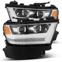 Thumbnail for AlphaRex 19-20 Dodge Ram 1500 LUXX LED Proj Headlights Plank Chrome w/Activ Light/Seq Signal/DRL