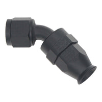 Thumbnail for DeatschWerks 8AN Female Swivel 45-Degree Hose End PTFE (Incl 1 Olive Insert) - Anodized Matte Black
