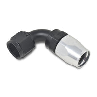 Thumbnail for Russell Performance -8 AN Black/Silver 90 Degree Full Flow Hose End